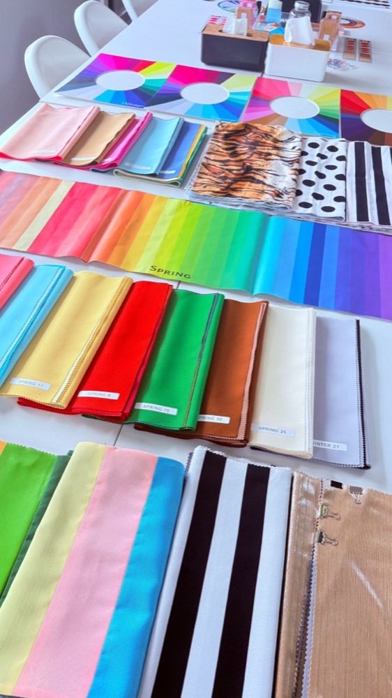 อุปกรณ์ที่ใช้ในหนึ่งรอบ ผ้าเทียบสี บอร์ดกลุ่มสี และผ้าลายสำหรับทดสอบ